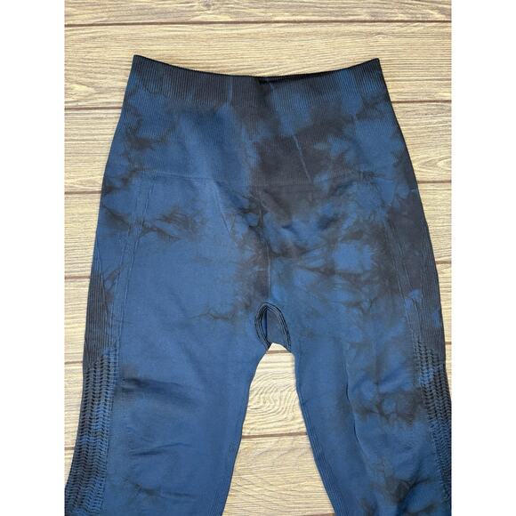 LULULEMON Flow & Go Crop Seamless Leggings Tie Dye Aqua Blue Size 0 - Picture 2 of 9